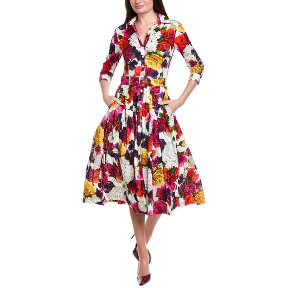 Samantha Sung WomensAudrey 4 Shirtdress White